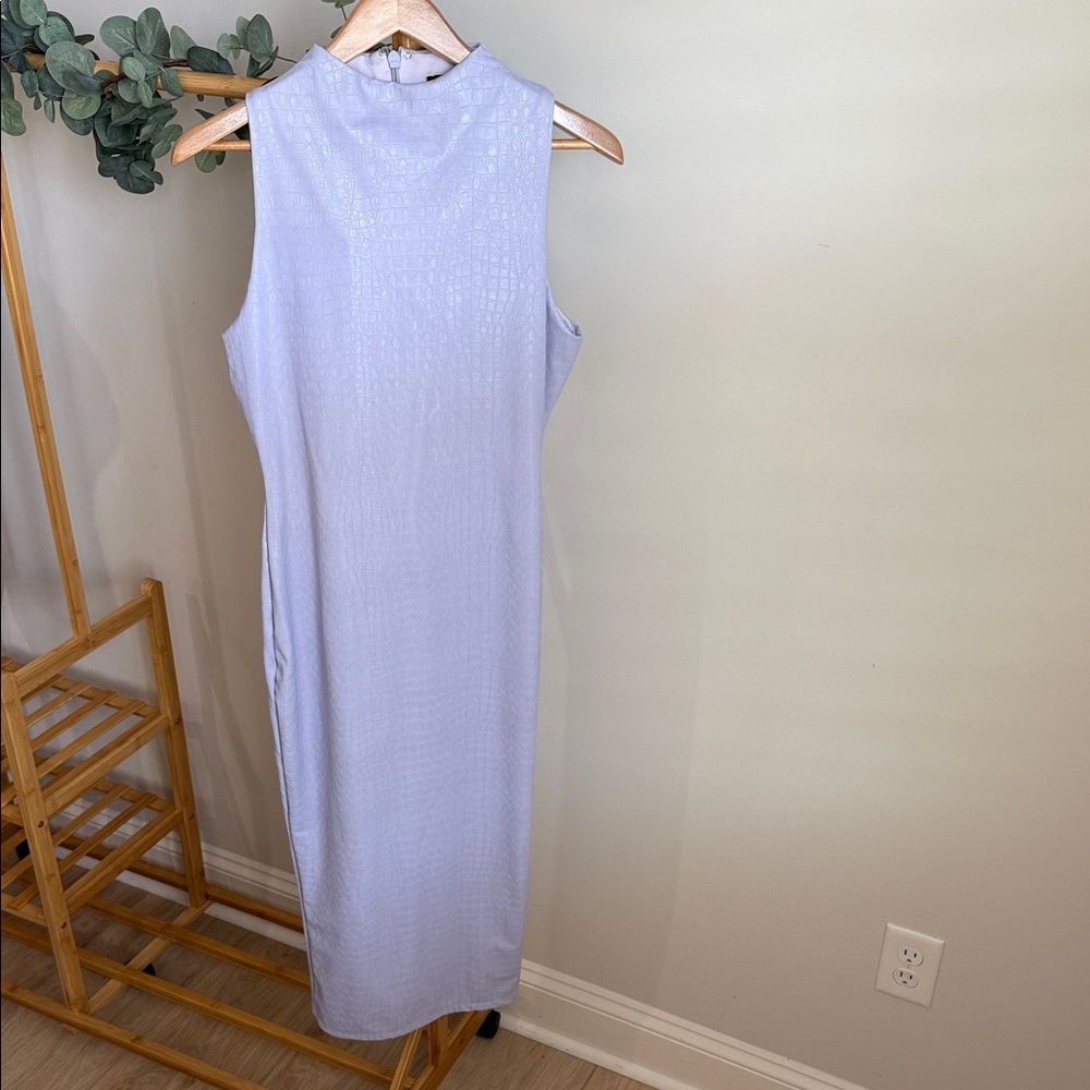 Naked Wardrobe Faux Croc Lavender Midi Dress